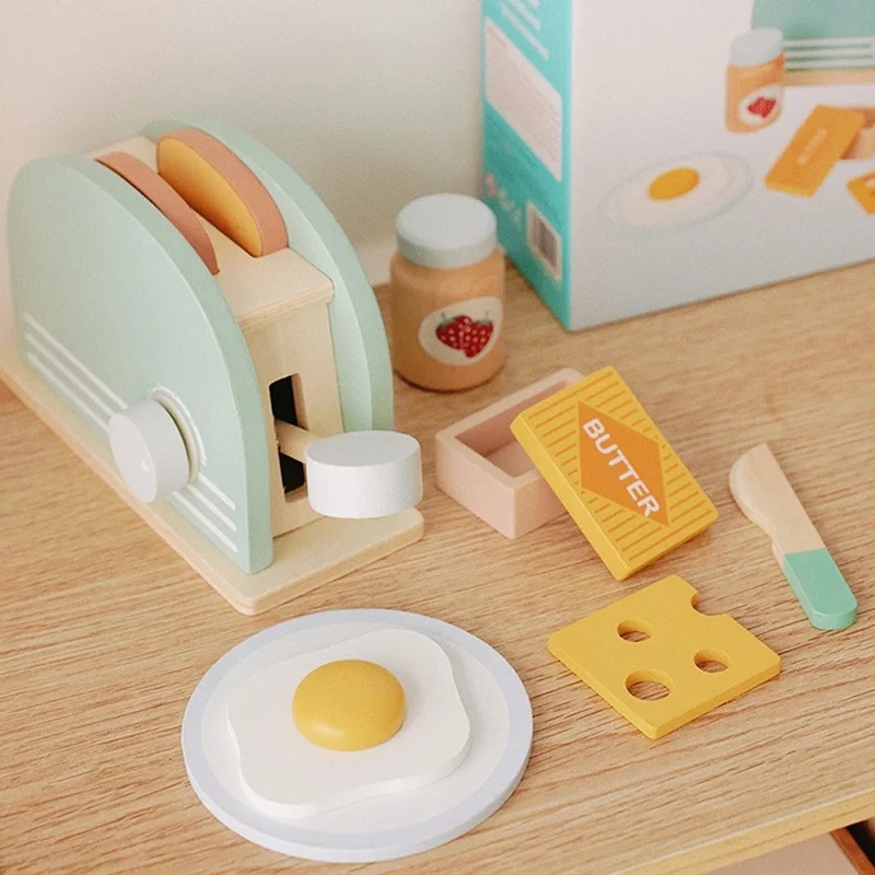 Wooden Simulation Toaster Toy  - Kitchen Appliances Kids 评论和价格